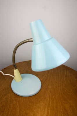 Vintage 70s Industrial red painted metal adjustable goose neck desk lamp  light