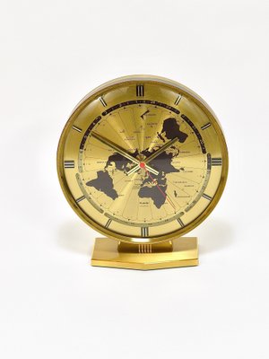Large Kundo GMT World Time Zone Brass Table Clock by Kieninger
