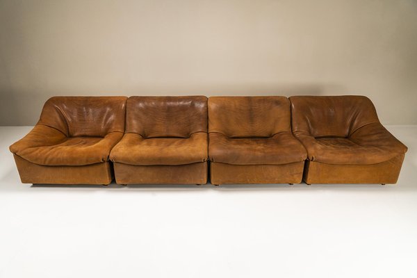 DS46 Sofas aus cognacfarbenem Büffelleder von de Sede, Schweiz, 1970er, 4er  Set bei Pamono kaufen