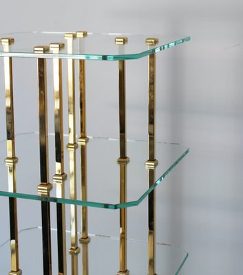 Vintage Glass & Brass Shelf for sale at Pamono
