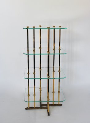ヴィンテージ glass shelf Vintage Glass & Brass Shelf for sale at Pamono