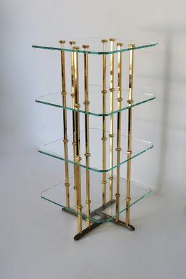 ヴィンテージ glass shelf Vintage Glass & Brass Shelf for sale at Pamono