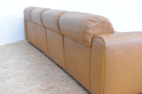 Vintage Four Seater Leather Sofa With, Light Brown Leather Sofa Bed