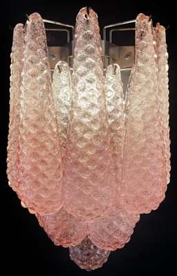 Vintage Pink Glass Petal Drop Wall Sconces, Murano, 1970s