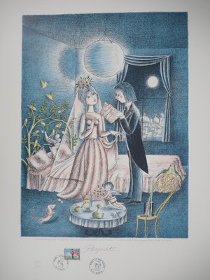 Raymond Peynet, Lovers: Cupid's Garden, Original Lithograph for