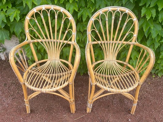 Pamono Mid Century Wicker Chair Set Of Mid-Century Dutch Rattan