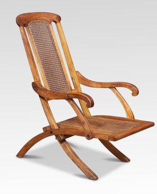 Walnut Framed Folding Steamer Deck Chair, 1890s for sale at Pamono