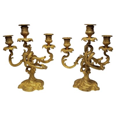 Messing Kerzenständer, 1870er, 2 . Set