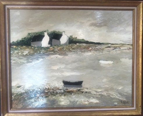 Lot - Georges Laporte Large Framed Seaside Lithograph
