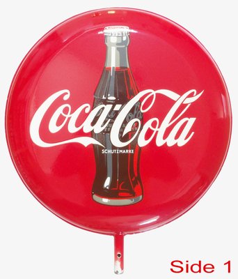 〈昭和レトロ〉Coca-Cola レトロサイン 直径約60cm ORIGINAL 60' 70s COCA COLA HEAVY PORCELAIN ENAMEL BUTTON