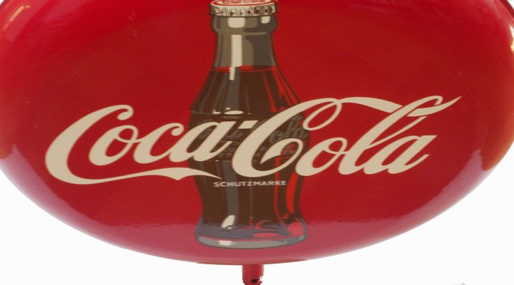 Large Double-Sided Coca Cola Enameled Sign, 1960s for sale at Pamono