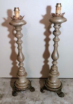 Coppia Di Portacandele LED Rustici Per Applique Da Parete In Legno Riciclato Cerato - Italia - 9
