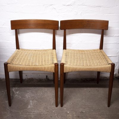 Two 1960s Danish Arne Hovmand Olsen for Mogens Kold Danish Cord Teak Chairs  -  Canada