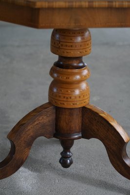 Vintage Art Deco Danish Octagon Side Table in Birch with Intarsia