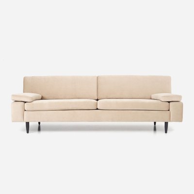 Scandinavian Helsinki Sofa in Beige Velour