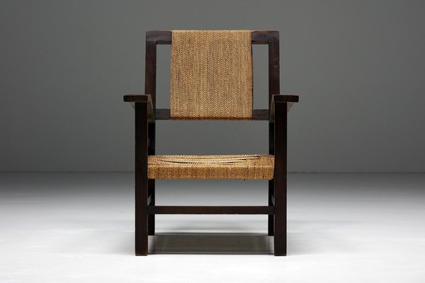 Easy Chair in Wood and Rope by Francis Jourdain, France, 1930s for