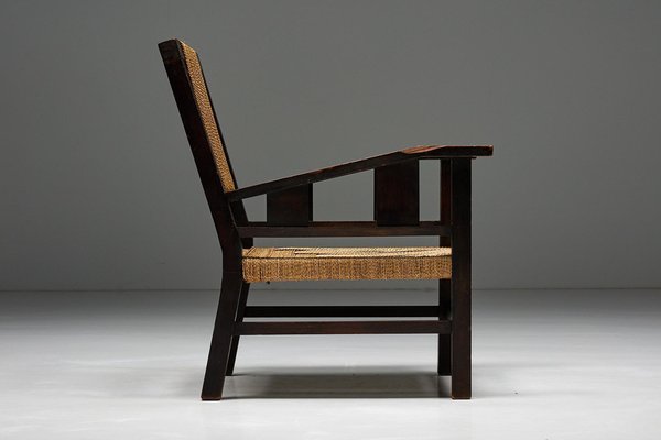 Easy Chair in Wood and Rope by Francis Jourdain, France, 1930s for