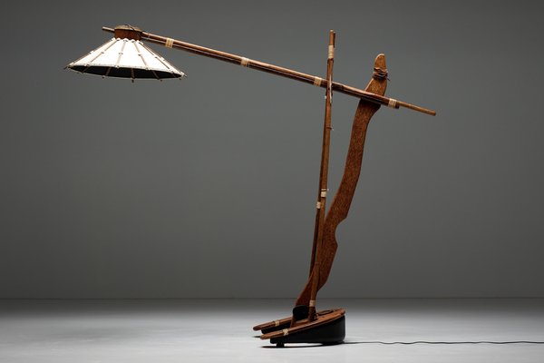 Palm Wood Studio Craft Arc Floor Lamp 1980s For At Pamono