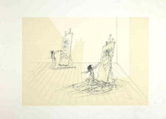Fabrizio Clerici, Pittori, Litografia, anni '70 in vendita su Pamono