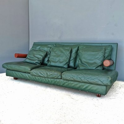 Green Leather Sofa by Antonio Citterio for B&B Italia, 1980s for