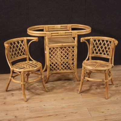 Vintage Bamboo Bamboo Bistro Table And Chair Set Small Living Room