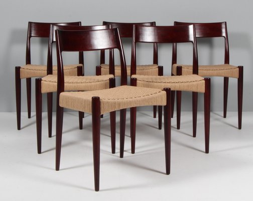 Danish Paper Cord Dining Chairs attributed to Arne Hovmand-Olsen for Mogens  Kold, 1960s, Set of 4 for sale at Pamono