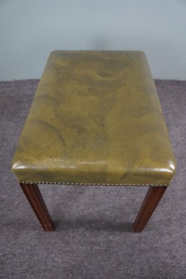 Green leather ottoman discount