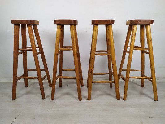 Brutalistic Bar Stools 1970s Set of 4