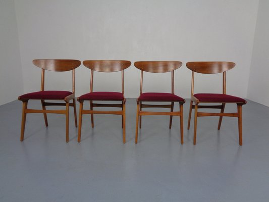 Mid Century Walnut Dining Chairs 1960s Set of 4 for sale at Pamono