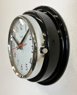 Vintage Black Citizen Maritime Wall Clock, 1970s for sale at Pamono
