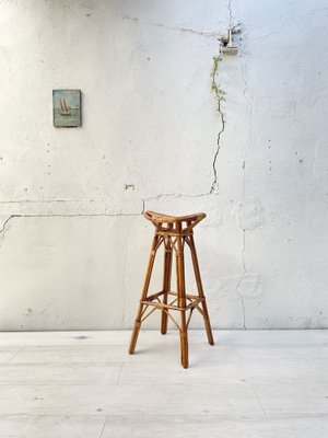 Sgabello alto in bambù e vimini, 1960