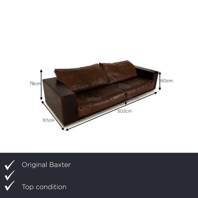 Budapest Four Seater Sofa in Brown Leather from Baxter for sale at