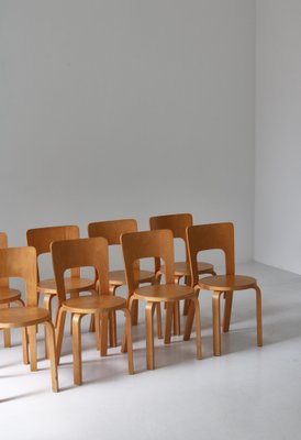 Vintage Model 66 Chairs in Laminated Birch by Alvar Aalto for