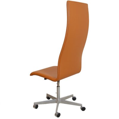 High Oxford Desk Chair in Whisky Colored Nevada Leather by Arne