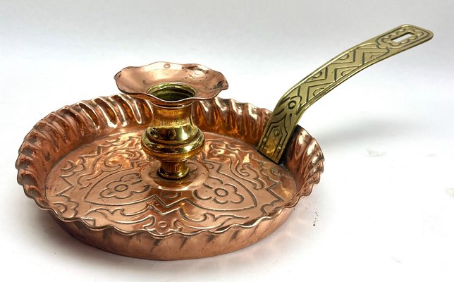 Arts & Crafts Kerzenhalter aus Kupfer & Messing, 1900er