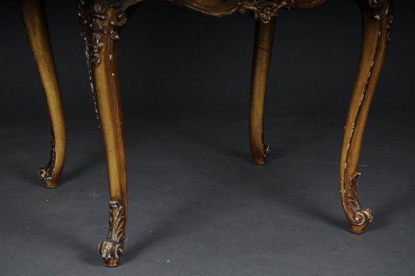 Louis XV Gilt Round Salon or Coffee Table with Marble Top, 1900s