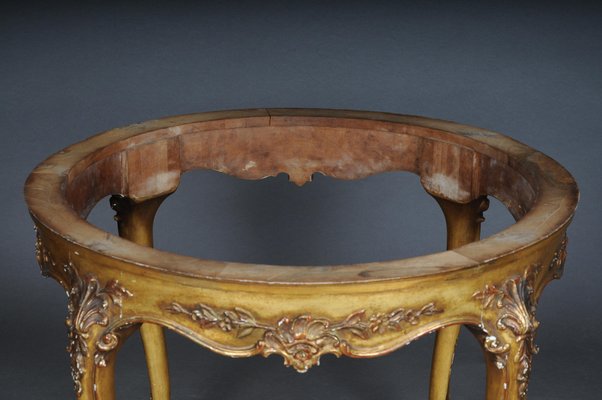 Louis XV Gilt Round Salon or Coffee Table with Marble Top, 1900s