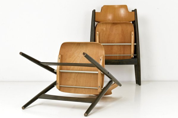 German SE 18 Folding Chairs by Egon Eiermann for Wilde+Spieth, 1950s, Set  of