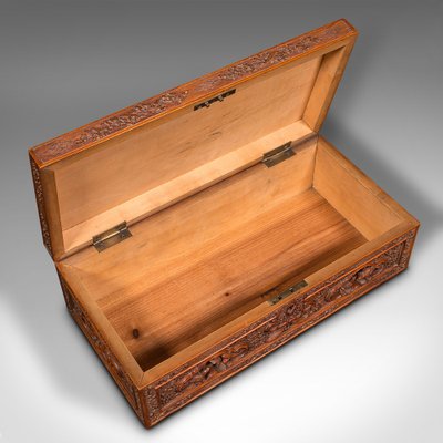 Vintage Chinese Carved Decorative Box in Satinwood, 1950 for sale