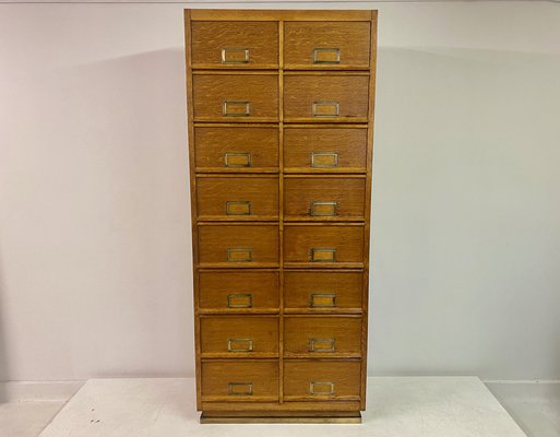 Mid-Century Oak Cabinet with 16 Drawers, 1950s for sale at