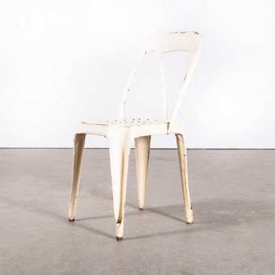 Original French Dining Chairs in White attributed to Tolix 1950s