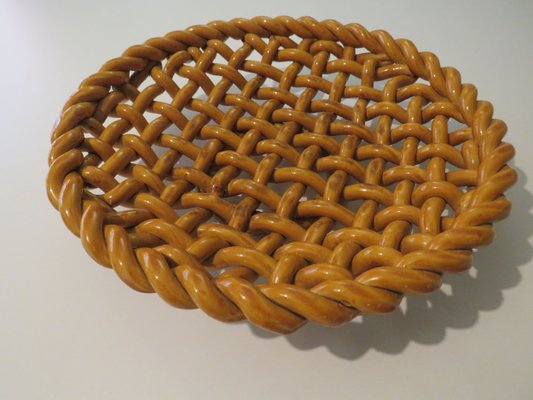 Large Fruit Bowl in Woven Ceramics 1920s for sale at Pamono