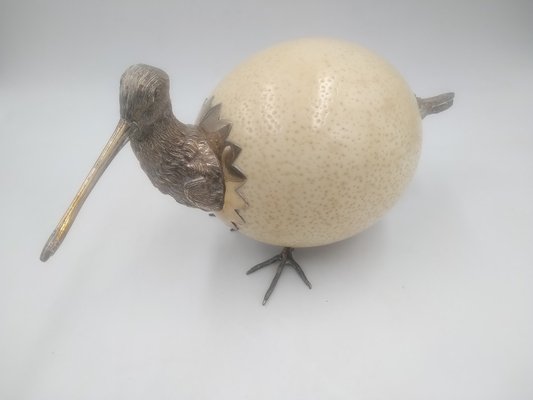 Italian Ostrich Egg with Silver Trim for sale at Pamono