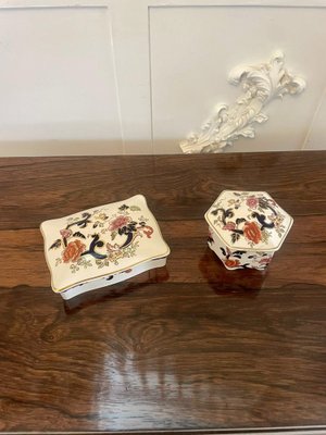 Set Di 2 Scatole Portaoggetti In Marmo Bianco Con Inserti In Ottone - Scatole Decorative Pesanti Con Coperchio, Grandi 29x16cm E Piccole 15x10cm, Per Gioielli E Ricordi - 2
