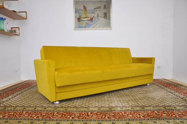 Yellow velvet sofa bed discount