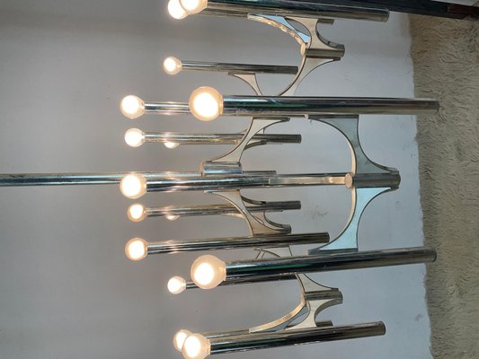 Mid-Century Silver-Plated Chandelier by Gaetano Sciolari for Mid-Century Silver-Plated Chandelier by Gaetano Sciolari for