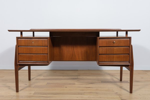 Mid century modern teak desk deals