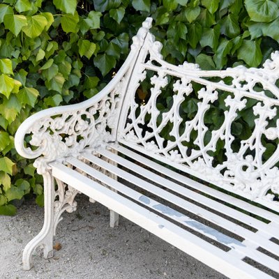 Banc De Jardin En Métal Blanc - Style Romantique, Accoudoirs Décoratifs, Pour Terrasse Ou Balcon