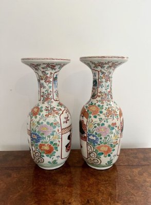 Pair of large antique Japanese Imari porcelain vases