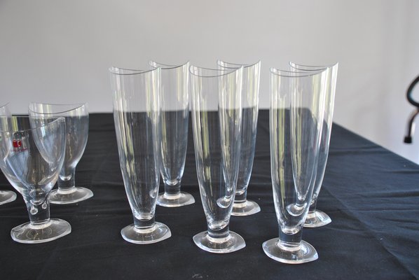☆ Carlo Moretti ガラス　デカンタ　ストライプ☆ Italian Glassware Set by Carlo Moretti, 1990s, Set of 18 for sale